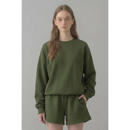 Cropped Cotton Terry Crewneck Sweatshirt