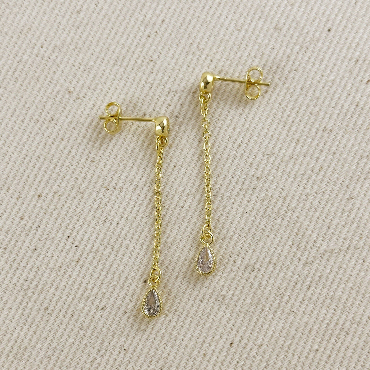 18k Gold Filled Teardrop CZ Dangle Earrings