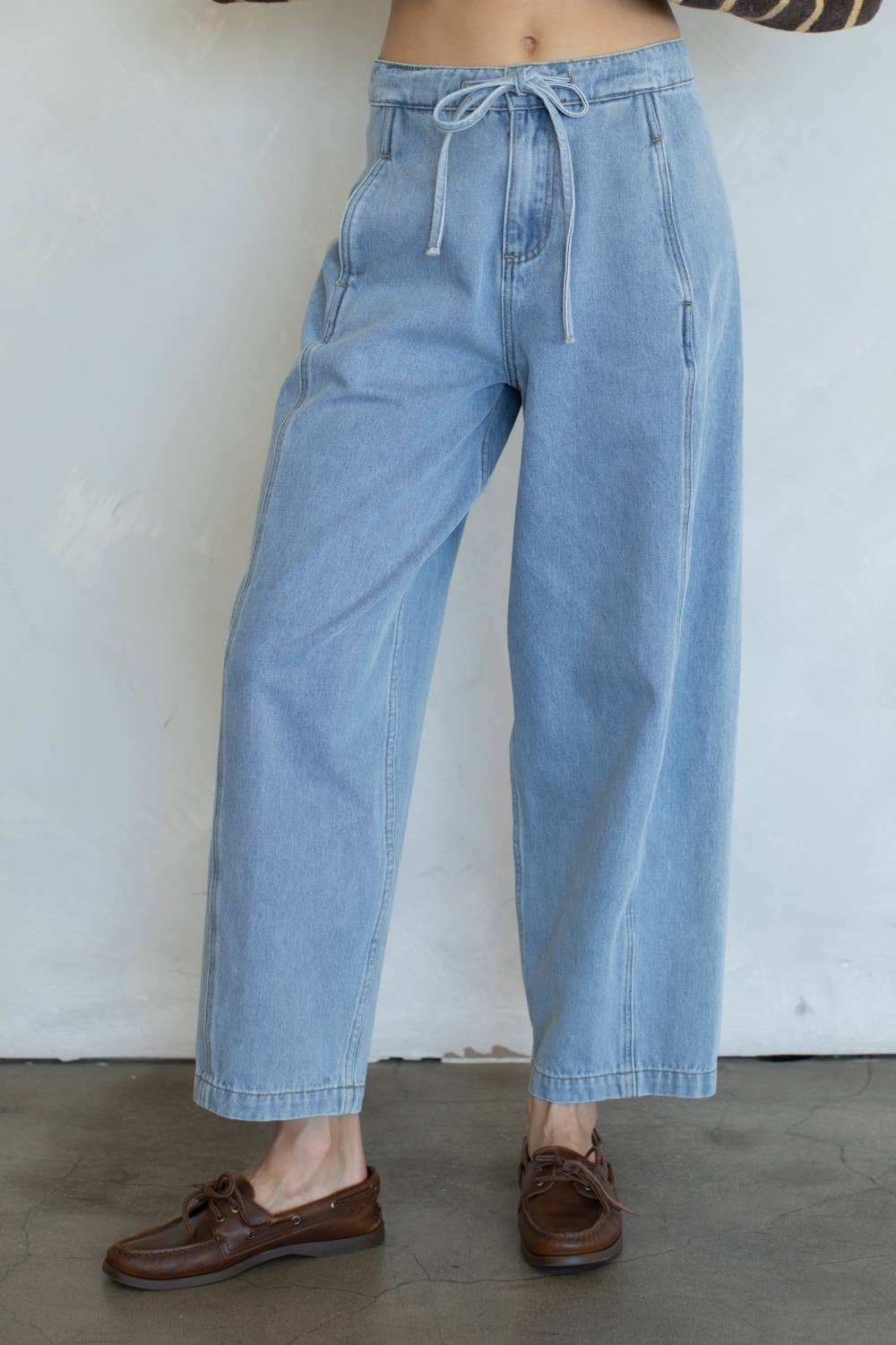 Trini Denim Barrel Jeans with Drawstring
