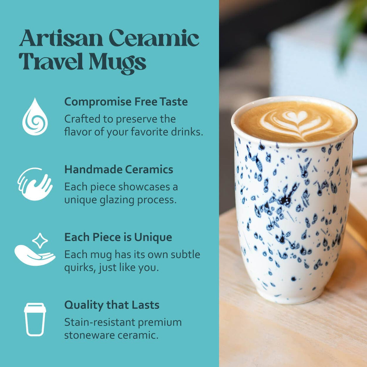 Orchid Blue Speckle 12oz Ceramic Travel Mug