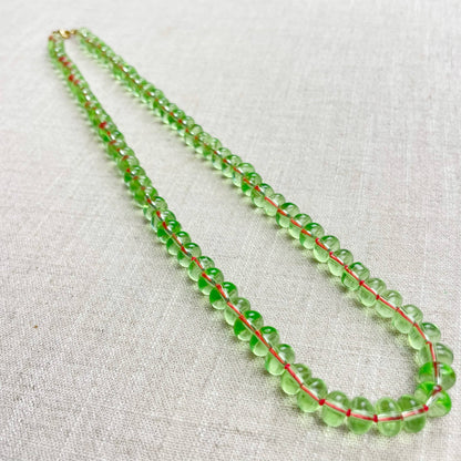 Mint Green Glass Hand-knotted Beaded Necklace
