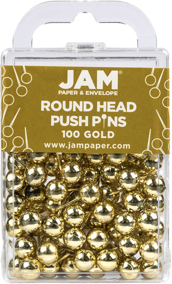 Gold Round Head Push Pins, 100 Pack