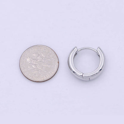 Rhodium Plated Huggie Hoop Earrings