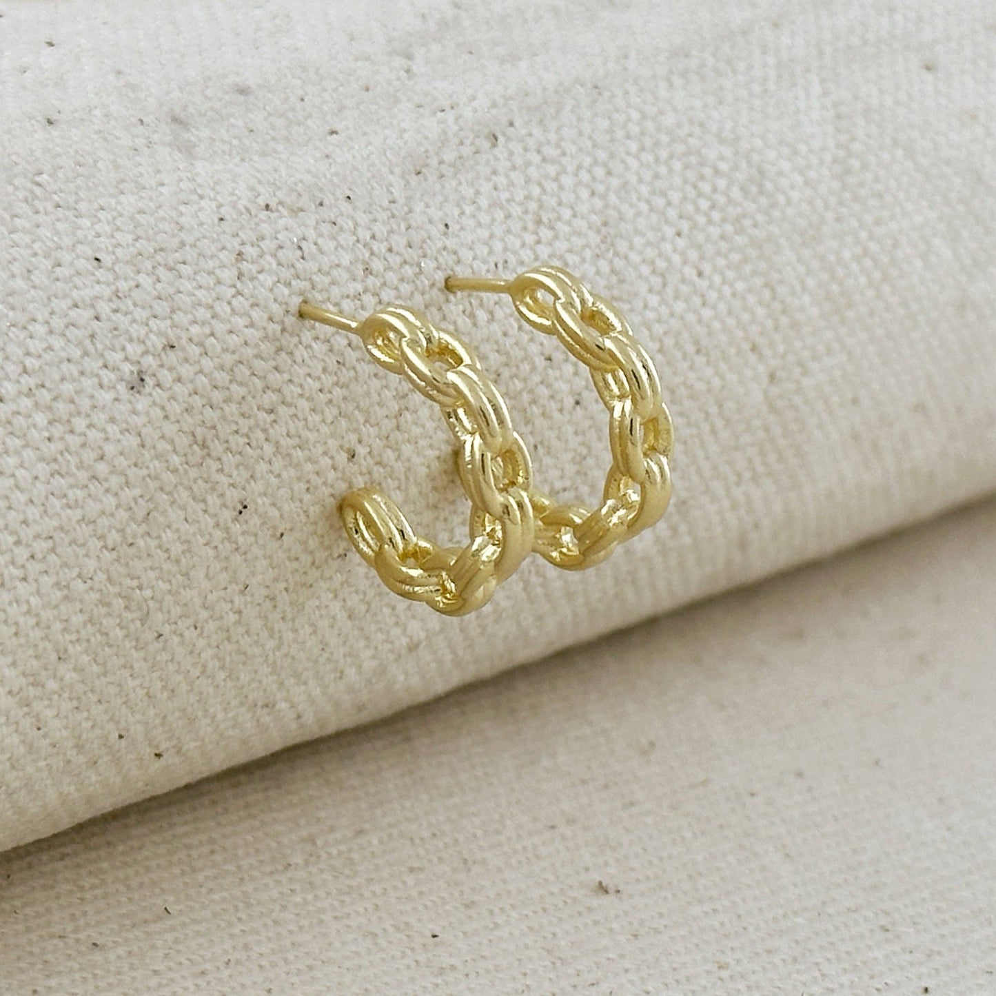 18k Gold Filled Chain C-Hoop Earrings