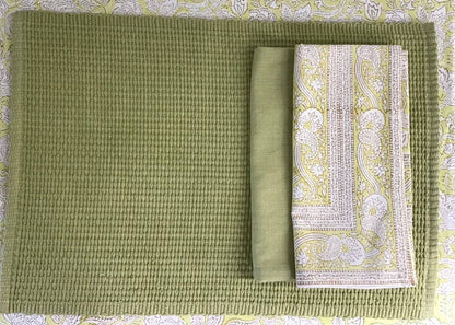 Hand Woven Cotton Placemat, Lemongrass Green