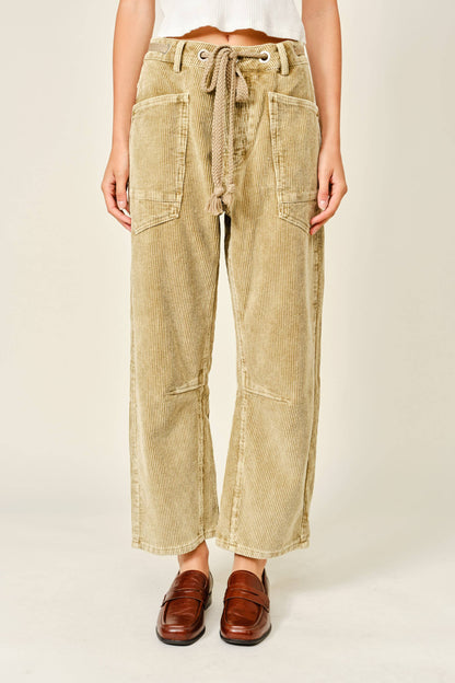 Corduroy Barrel Leg Pants