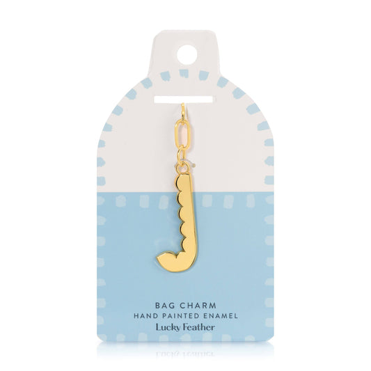 Initial J Enamel Bag Charm Keychain