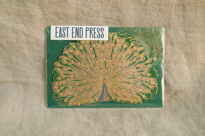 Peacock Die Cut Greeting Card Recycled Cotton