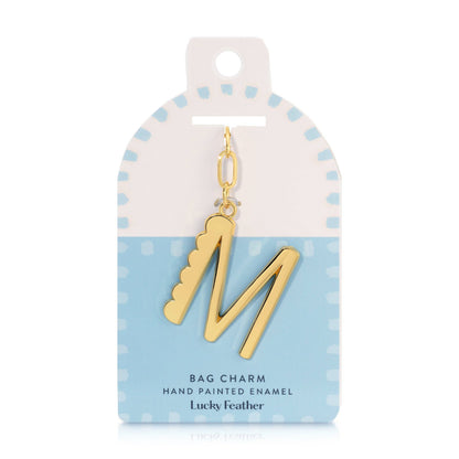 Initial M Enamel Bag Charm Keychain