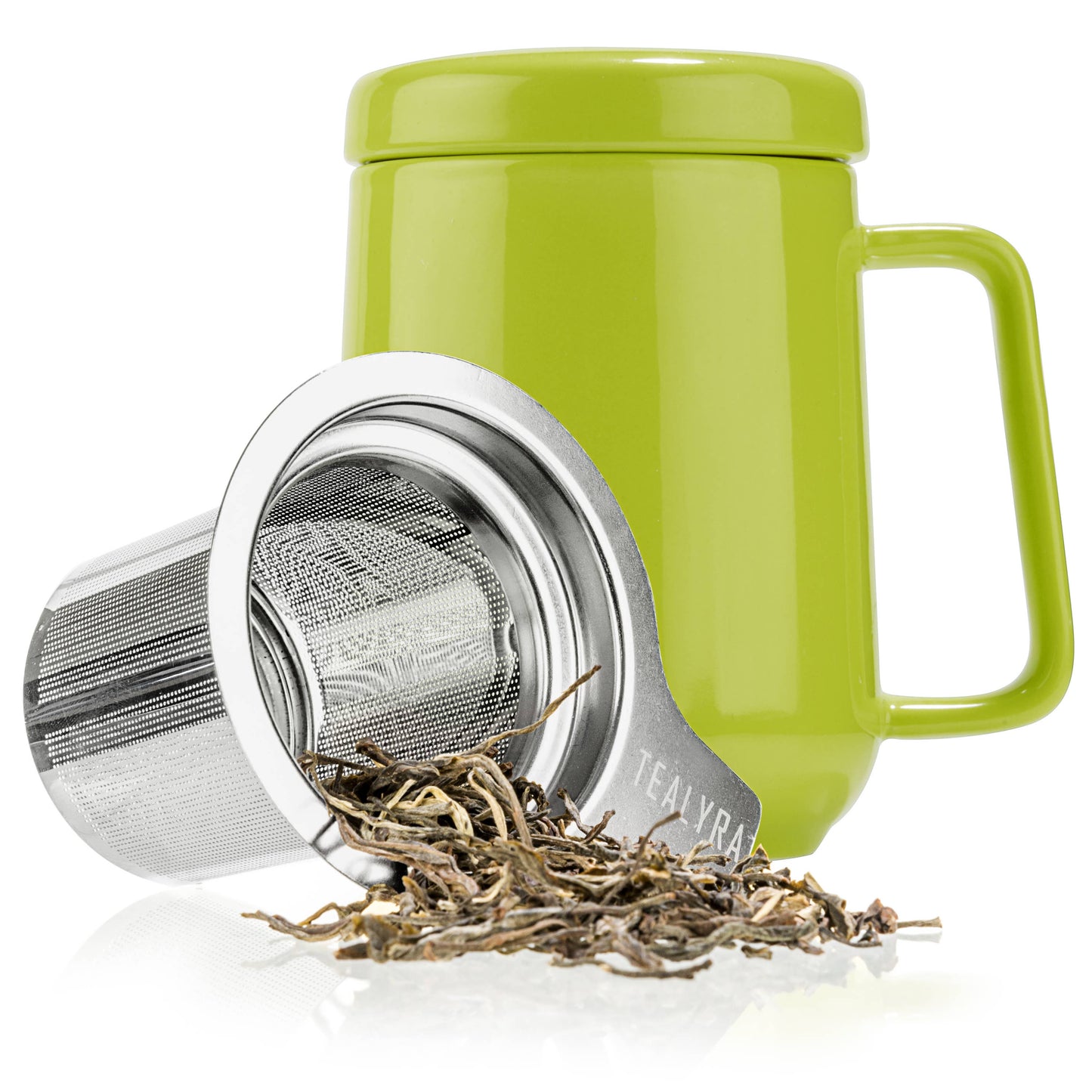 Ceramic Tea Mug with Metal Infuser and Lid