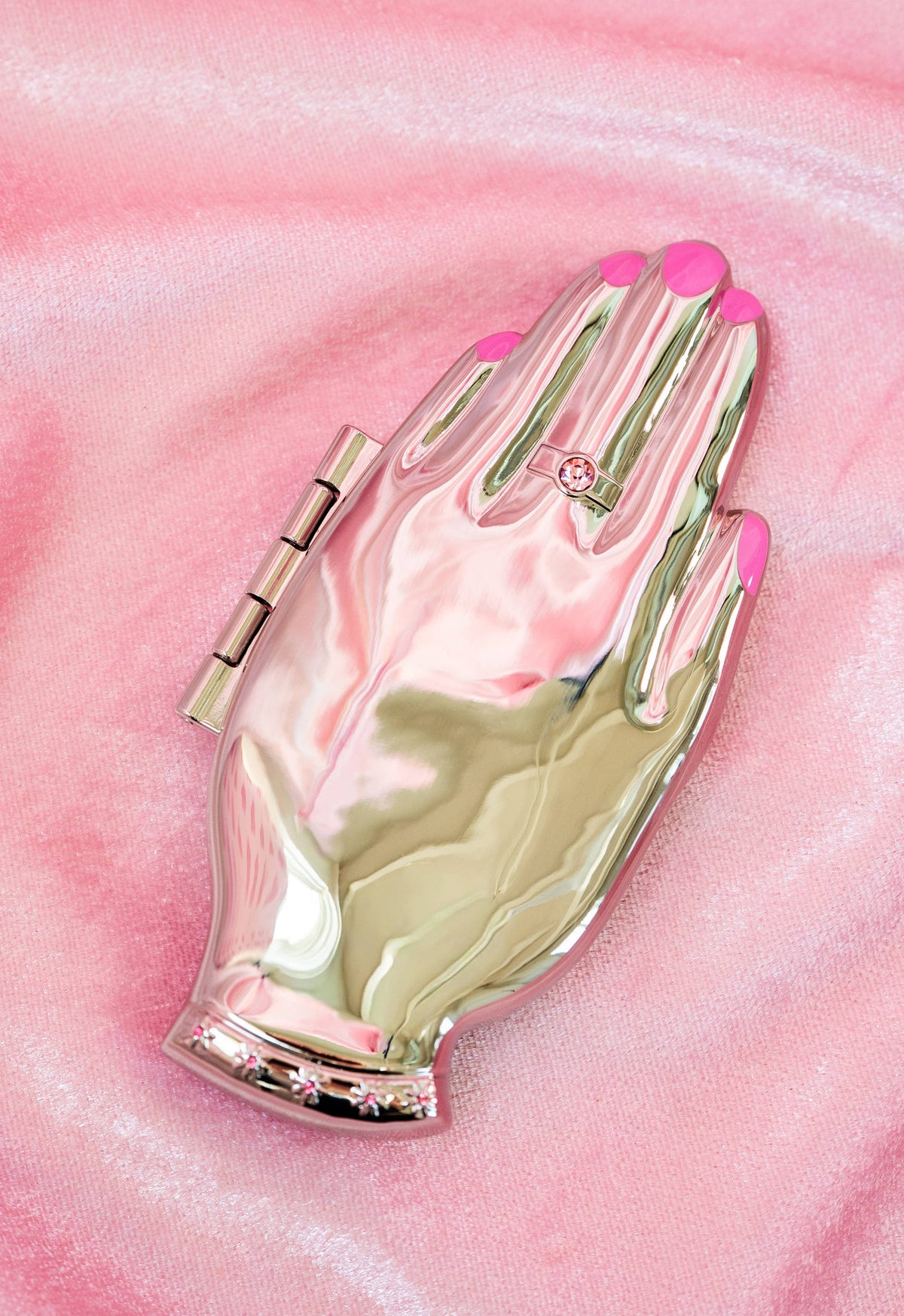 Hand-Shaped Gesture Compact Mirror, Silver