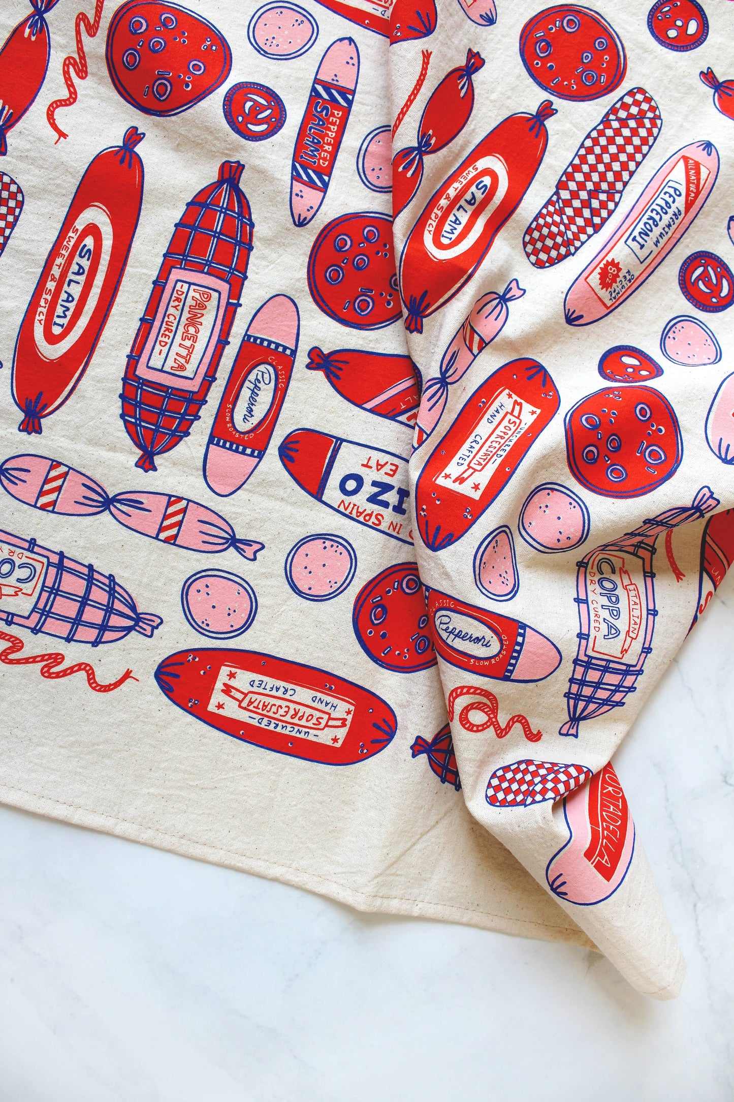 Meat Shop Screen Printed Tea Towel 