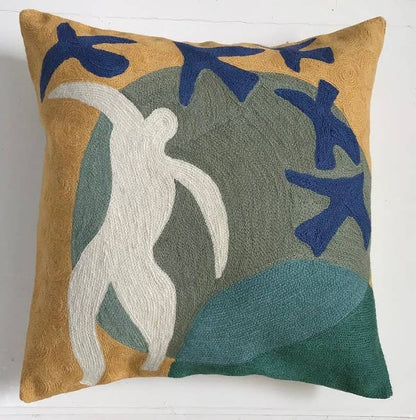 Pillow Chainstitch 18" Matisse Man and Birds