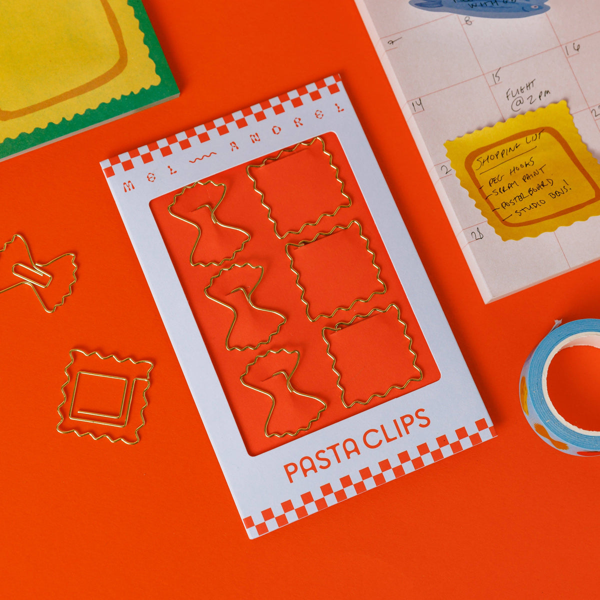 Pasta Shaped Gold Paper Clips Set of 6