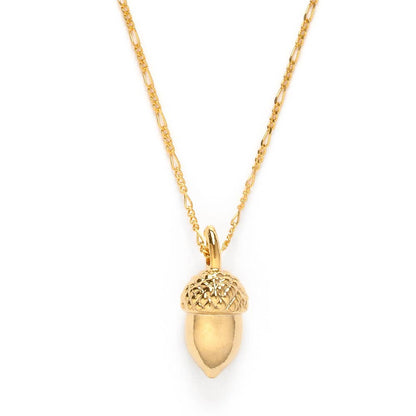 Acorn Pendant Necklace, Gold Plated Brass