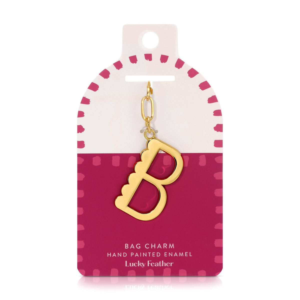 Initial B Enamel Bag Charm Keychain