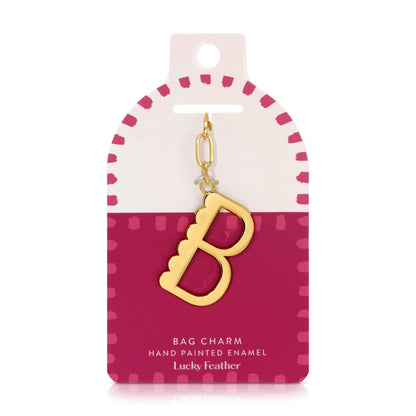 Initial B Enamel Bag Charm Keychain