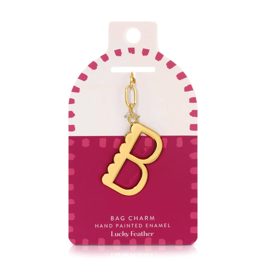 Initial B Enamel Bag Charm Keychain