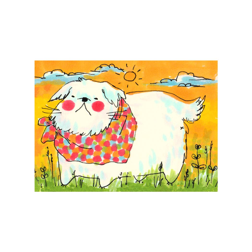 Pup with Bandana Mini Art Print 3x4