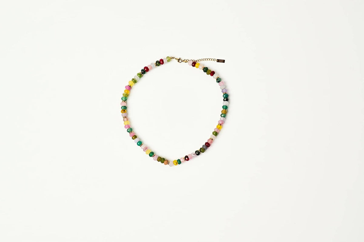 Multi-Stone Beaded Necklace, Rose Quartz Agate