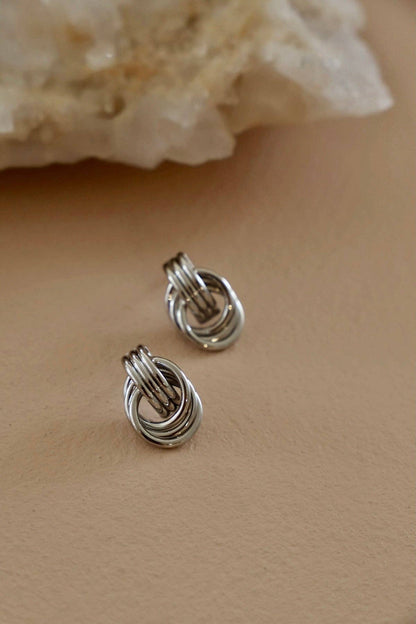 Silver Triple Knot Stud Earrings