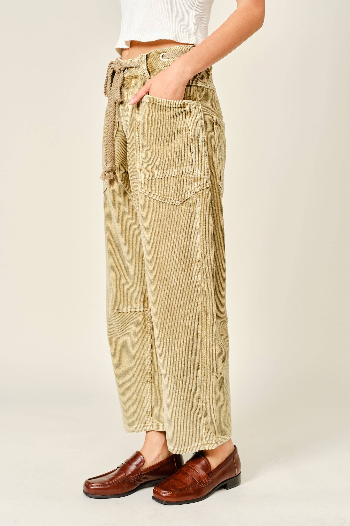 Corduroy Barrel Leg Pants