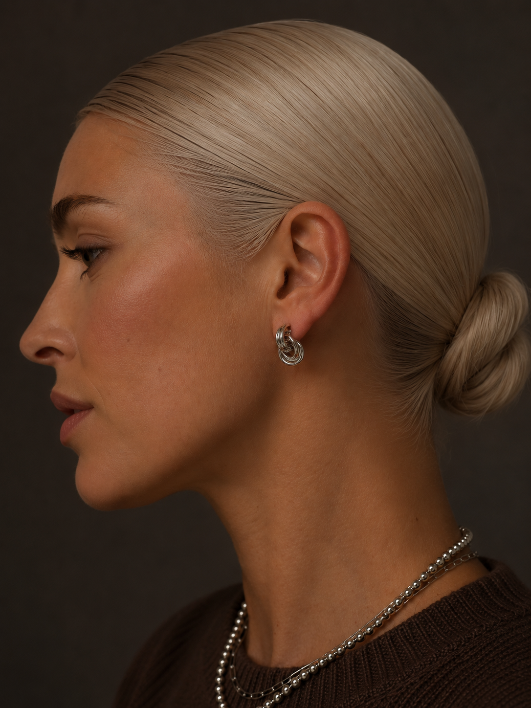 Silver Triple Knot Stud Earrings