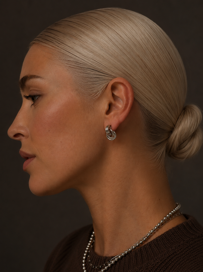 Silver Triple Knot Stud Earrings