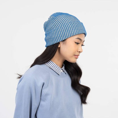 Two-Tone Rib Knit Beanie Unisex One Size