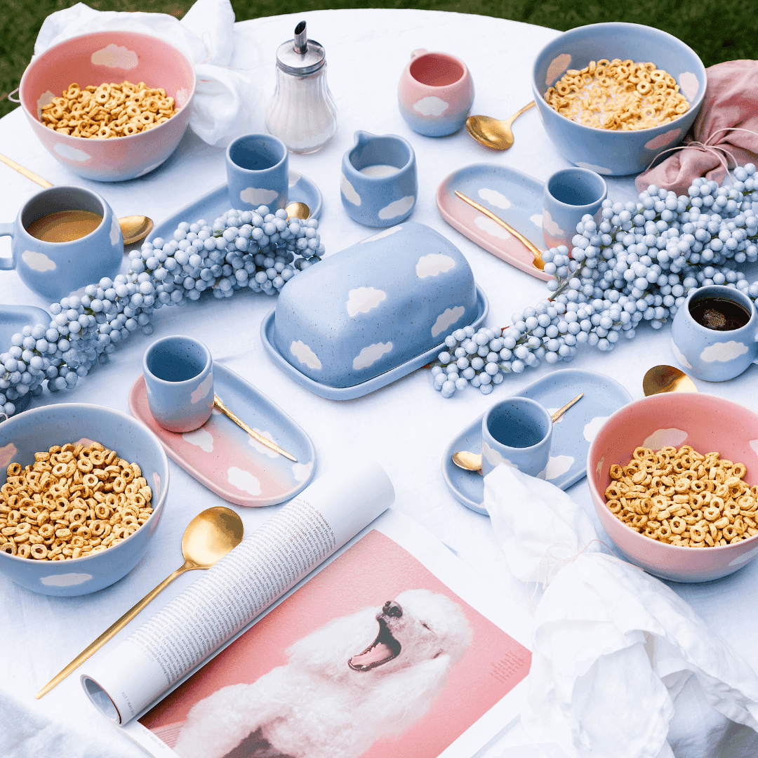Blue Cloud Stoneware Cereal Bowl