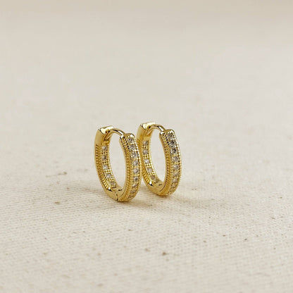 Rhinestone Hoop Earrings (18k Gold Filled)