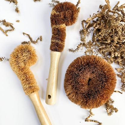 Plastic Free Coconut Fiber Dish Brush Bamboo Handle