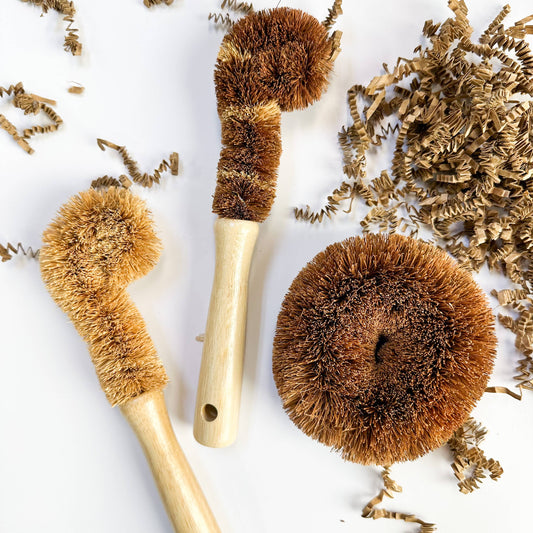 Plastic Free Coconut Fiber Dish Brush Bamboo Handle