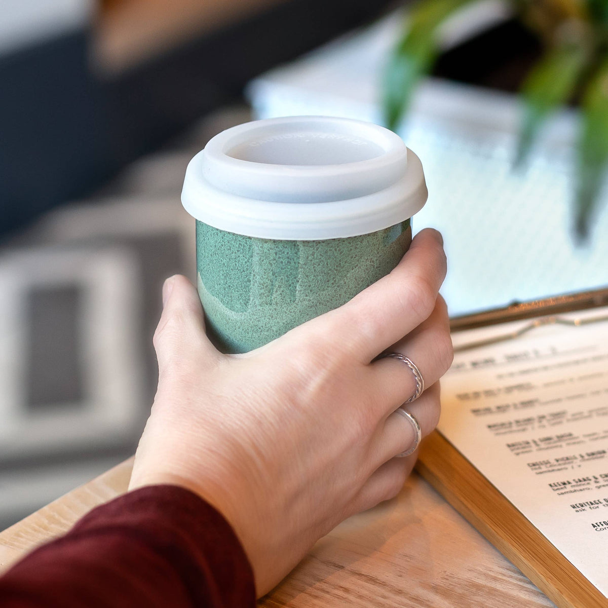 Emerald Green 12oz Ceramic Travel Mug
