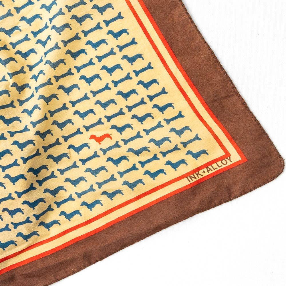 Dachshund Print Square Scarf, Cotton