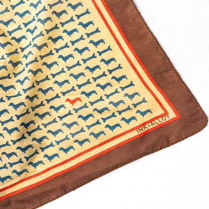 Dachshund Print Square Scarf, Cotton