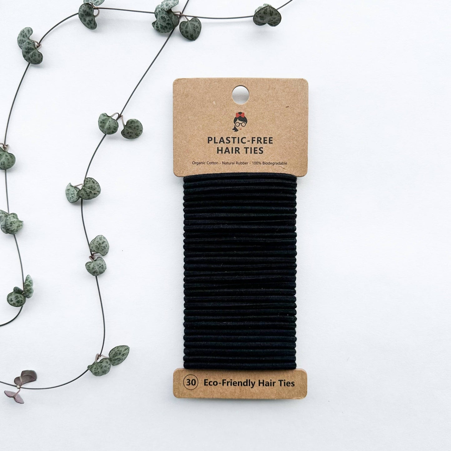 Organic Cotton Natural Rubber Hair Ties Plastic Free