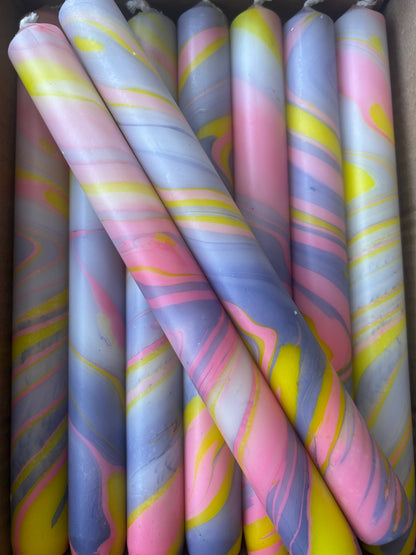 Marbled Dip Dye Taper Candles Paraffin Wax