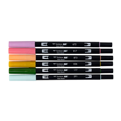 Dual Brush Pen Art Markers, Teatime, 6-Pack
