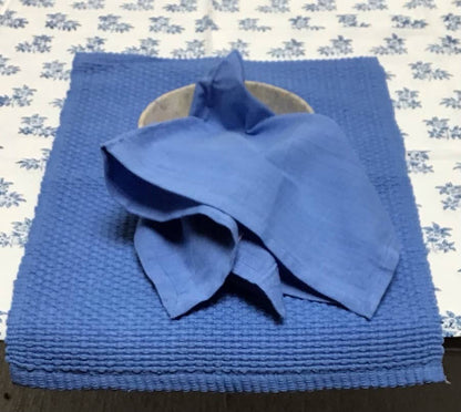 Hand Woven Cotton Placemat, Gulf Blue