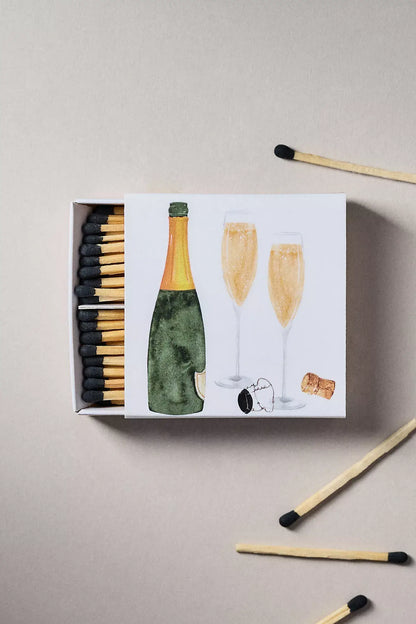Champagne Hand-Painted Watercolor Matches