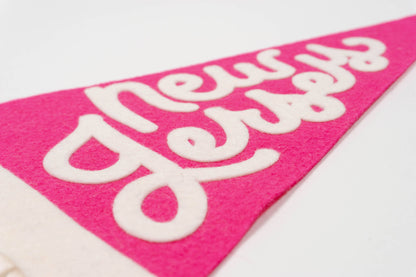 New Jersey Hand Lettered Wool Felt Pennant