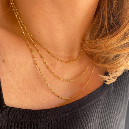 18k Gold Filled Spaced Beaded Chain Necklace