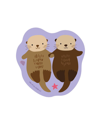 Sea Otters Holding Hands Vinyl Sticker