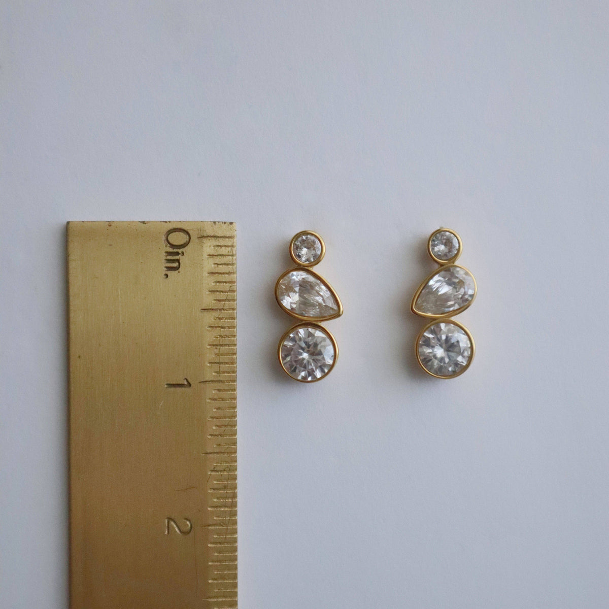 Simone Zirconia Drop Earrings Gold Plated