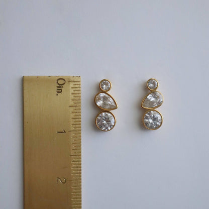 Simone Zirconia Drop Earrings Gold Plated